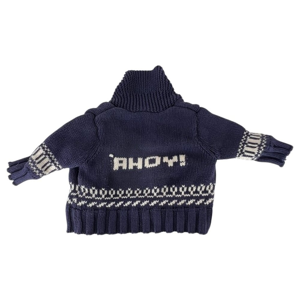 Baby Gap Nautical Americana Knit Sweater Jacket Size 3-6 Months Navy Blue Zip - Picture 4 of 5